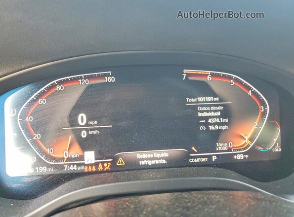 5UXTY3C05L9C85122 2020 BMW X3 Black Vista del cuadro de instrumentos