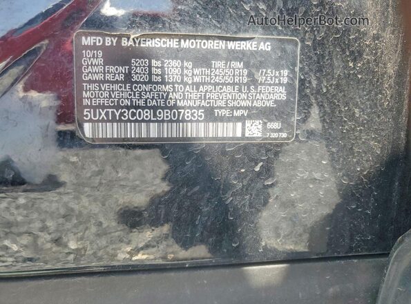5UXTY3C08L9B07835 2020 BMW X3 Black Engine compartment view