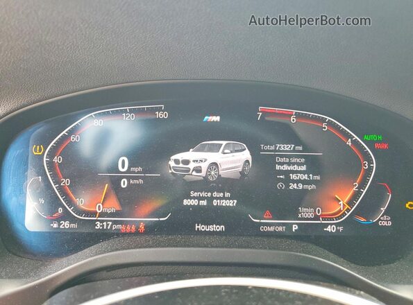 5UXTY3C08L9B93406 2020 BMW X3 White Widok zestawu wskaźników