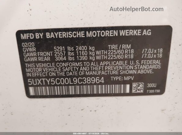 5UXTY5C00L9C38964 2020 BMW X3 Белый Вид подкапотного пространства