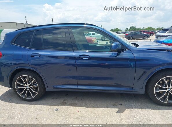 5UXTY5C00M9H89123 2021 BMW X3 Blue Սալոնի հետևի տեսք