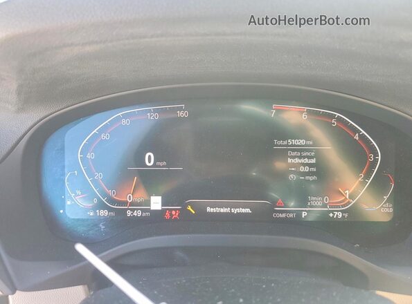 5UXTY5C01L9B91914 2020 BMW X3 White Instrument cluster view