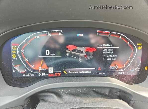 5UXTY5C01M9F15980 2021 BMW X3 White Vista del cuadro de instrumentos
