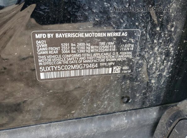 5UXTY5C02M9G79464 2021 BMW X3 Blue VIN sticker view