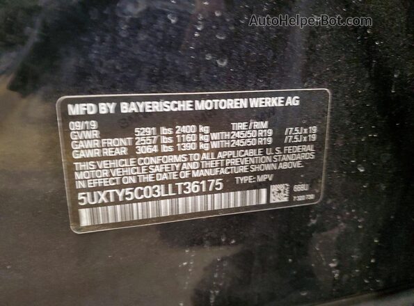 5UXTY5C03LLT36175 2020 BMW X3 Burn Vista del compartimento del motor