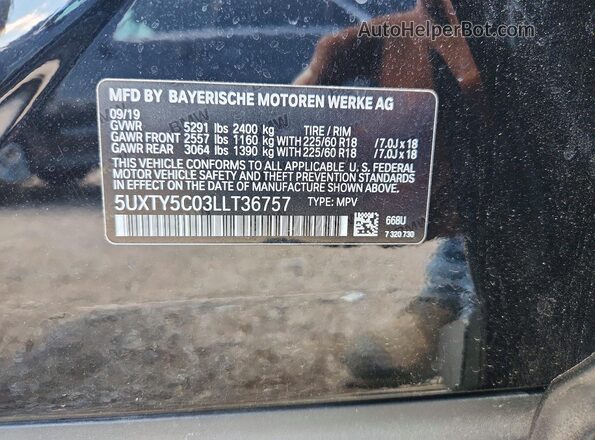 5UXTY5C03LLT36757 2020 BMW X3 Black Widok komory silnika