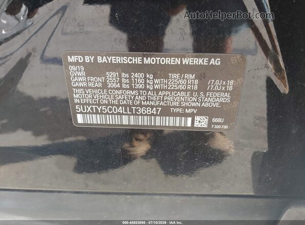 5UXTY5C04LLT36847 2020 BMW X3 Черный Вид подкапотного пространства