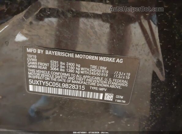 5UXTY5C05L9B28315 2020 BMW X3 Gray Вид підкапотного простору