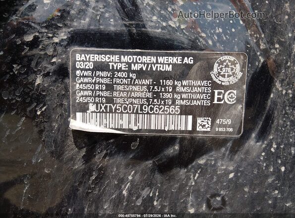 5UXTY5C07L9C62565 2020 BMW X3 Black Engine compartment view
