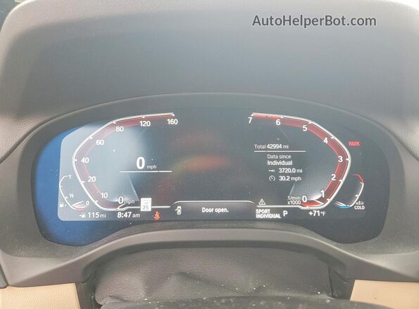 5UXTY5C0XM9F50078 2021 BMW X3 Blue Սարքավորումների վահանակի տեսք