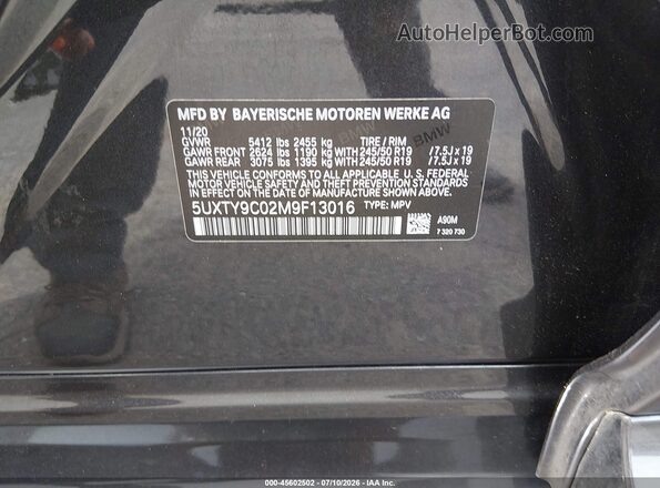 5UXTY9C02M9F13016 2021 BMW X3 Gray Vista del compartimento del motor
