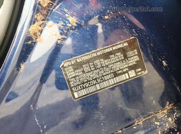 5UXTY9C09L9C18865 2020 BMW X3 Blue VIN კოდის სტიკერის ხედი