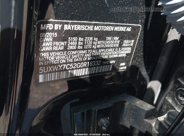 5UXWX7C52G0R18332 2016 BMW X3 Black Engine compartment view