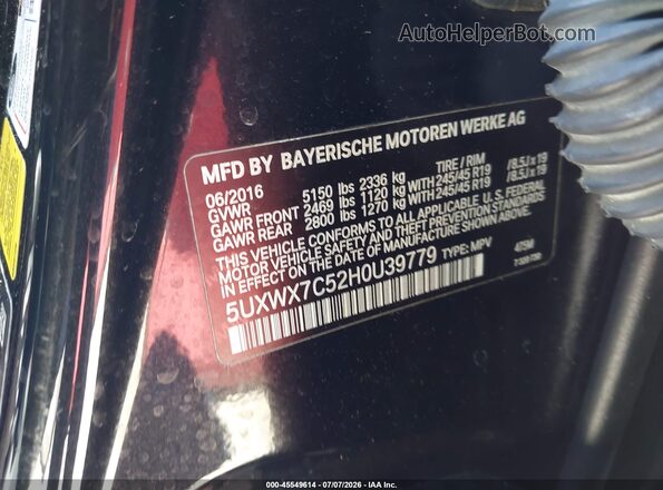 5UXWX7C52H0U39779 2017 BMW X3 Черный Вид подкапотного пространства