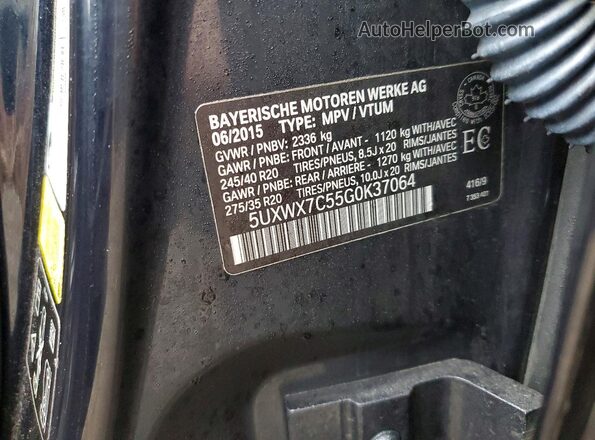 5UXWX7C55G0K37064 2016 BMW X3 Blue Vista de la etiqueta del VIN