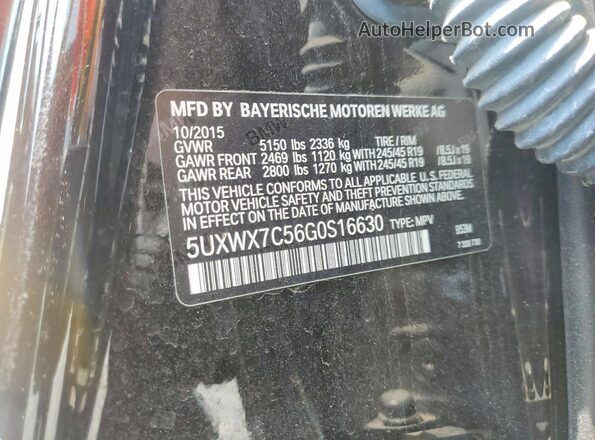 5UXWX7C56G0S16630 2016 BMW X3 Коричневый Вид наклейки с VIN-кодом