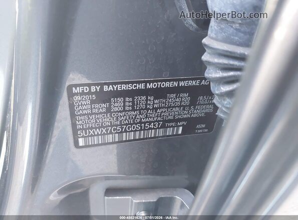 5UXWX7C57G0S15437 2016 BMW X3 Silver Widok komory silnika