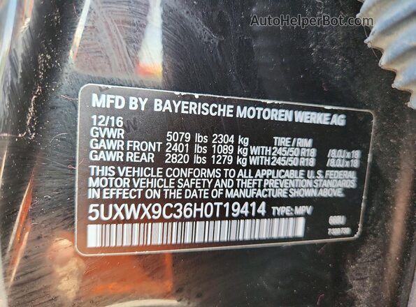 5UXWX9C36H0T19414 2017 BMW X3 Черный Панорамный вид салона 360°