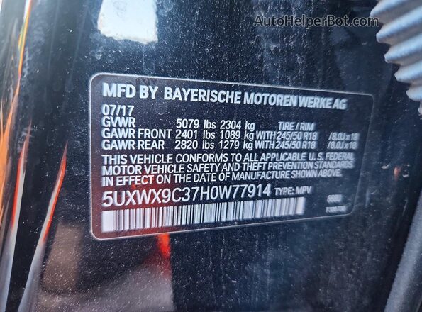 5UXWX9C37H0W77914 2017 BMW X3 Black Vista de la etiqueta del VIN