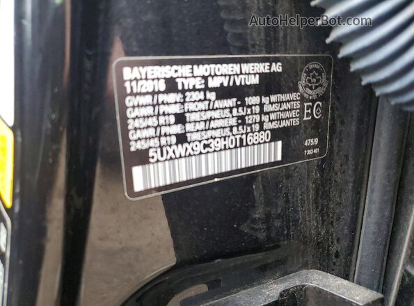 5UXWX9C39H0T16880 2017 BMW X3 Black Вид наклейки з VIN-кодом