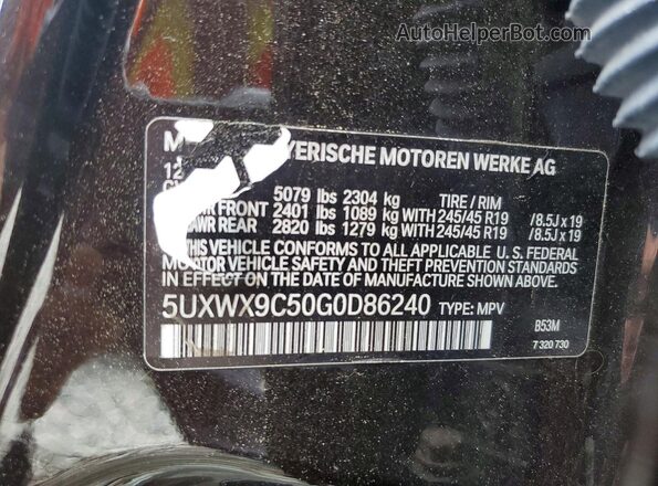 5UXWX9C50G0D86240 2016 BMW X3 Black VIN կոդի պիտակի տեսք