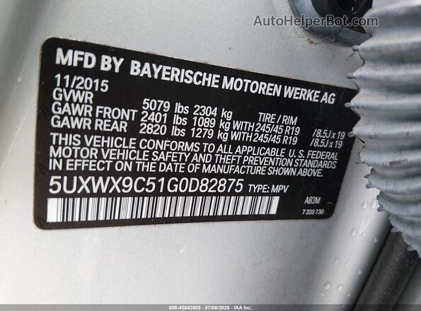 5UXWX9C51G0D82875 2016 BMW X3 Navy Вид підкапотного простору