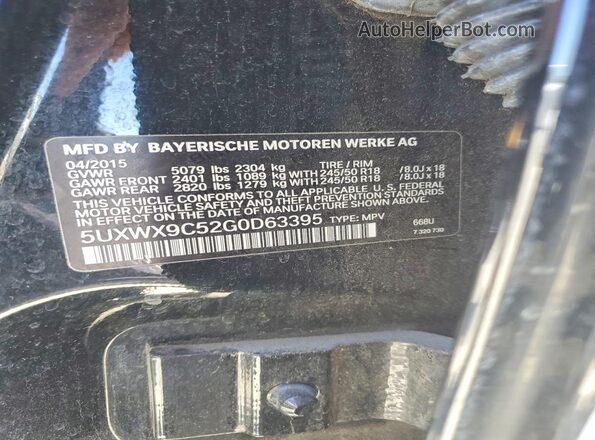 5UXWX9C52G0D63395 2016 BMW X3 Black VIN sticker view