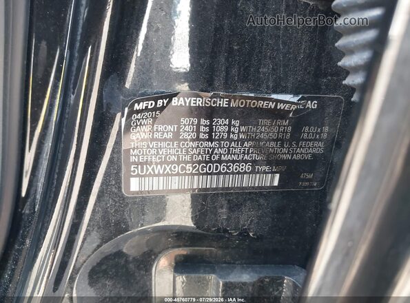 5UXWX9C52G0D63686 2016 BMW X3 Black ძრავის განყოფილების ხედი
