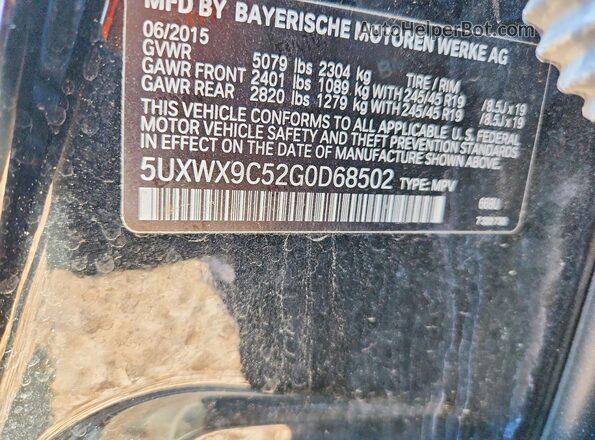 5UXWX9C52G0D68502 2016 BMW X3 Black VIN կոդի պիտակի տեսք