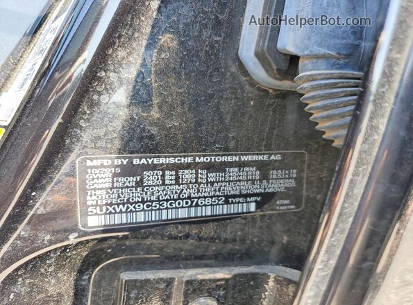 5UXWX9C53G0D76852 2016 BMW X3 Black VIN sticker view
