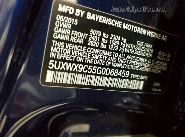 5UXWX9C55G0D68459 2016 BMW X3 Blue 360 interior view