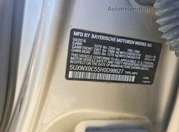 5UXWX9C55H0D98627 2017 BMW X3 Silver Вид наклейки з VIN-кодом