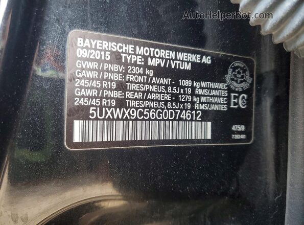 5UXWX9C56G0D74612 2016 BMW X3 Black Vista de la etiqueta del VIN
