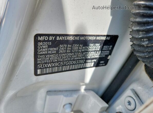 5UXWX9C57G0D63392 2016 BMW X3 White VIN կոդի պիտակի տեսք