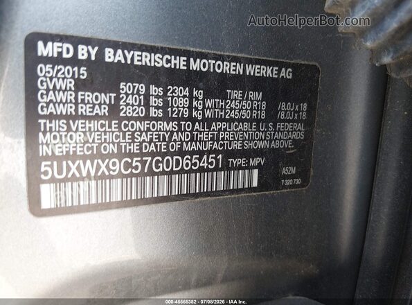 5UXWX9C57G0D65451 2016 BMW X3 Серый Вид подкапотного пространства