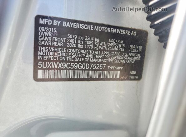 5UXWX9C59G0D75267 2016 BMW X3 Silver Вид наклейки з VIN-кодом
