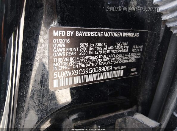 5UXWX9C59G0D89069 2016 BMW X3 Black Շարժիչի բաժամունքի տեսք