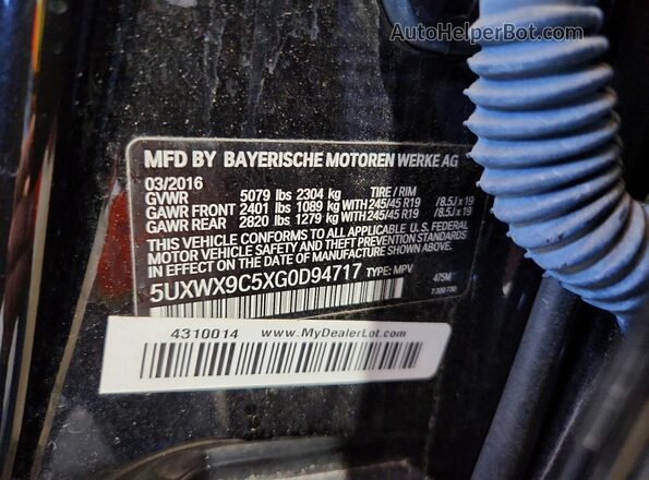 5UXWX9C5XG0D94717 2016 BMW X3 Black 360 interior view