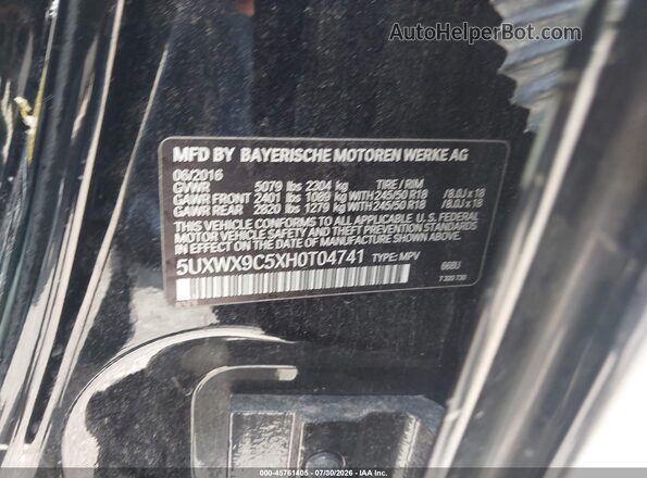 5UXWX9C5XH0T04741 2017 BMW X3 Черный Вид подкапотного пространства