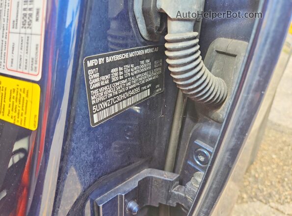 5UXWZ7C30H0V94095 2017 BMW X3 Blue Սալոնի 360 աստիճան տեսք