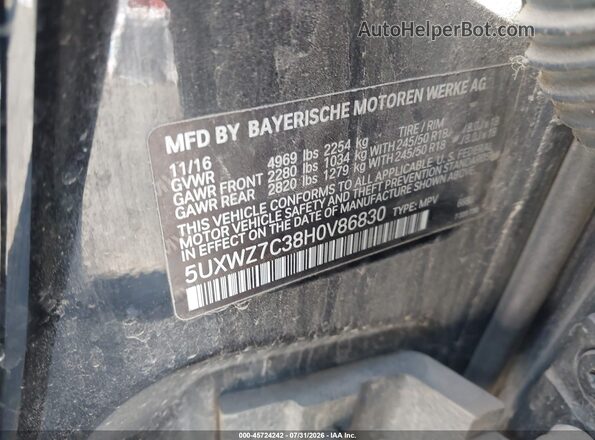 5UXWZ7C38H0V86830 2017 BMW X3 Black Engine compartment view