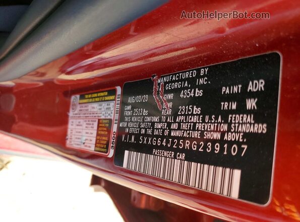 5XXG64J25RG239107 2024 KIA K5 Red Շարժիչի բաժամունքի տեսք