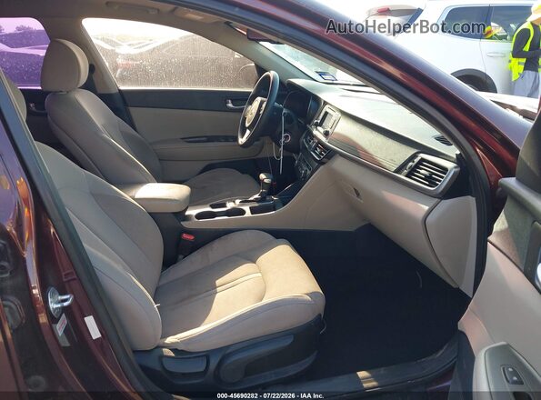 5XXGT4L39GG053422 2016 KIA OPTIMA Maroon Widok wnętrza z przodu