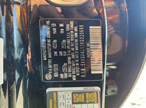 5XXGU4L11KG320699 2019 KIA OPTIMA Black Widok komory silnika