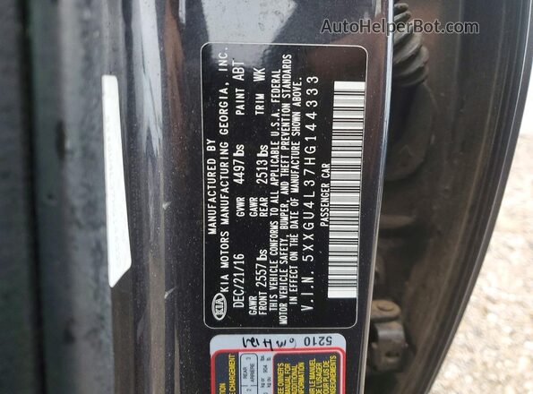 5XXGU4L37HG144333 2017 KIA OPTIMA Blue Вид наклейки з VIN-кодом