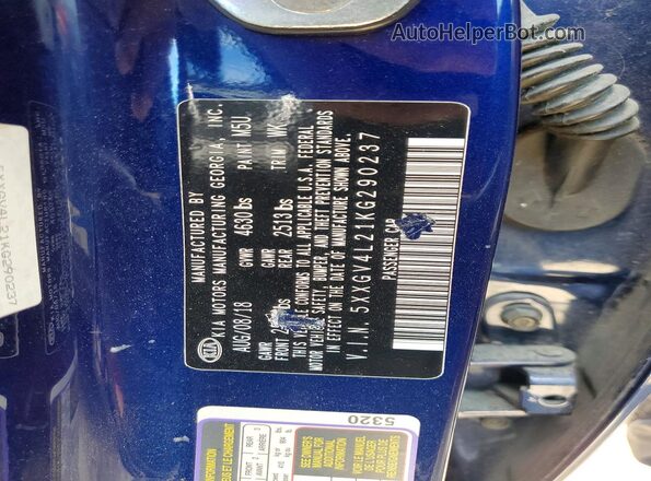 5XXGV4L21KG290237 2019 KIA OPTIMA Blue Вид підкапотного простору