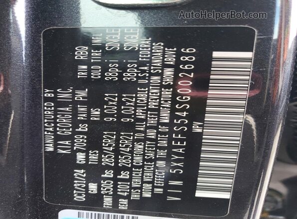5XYAEFS54SG002686 2025 KIA EV9 Gray Панорамний вид салону 360°