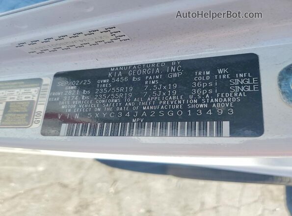 5XYC34JA2SG013493 2025 KIA EV6 White Вид підкапотного простору