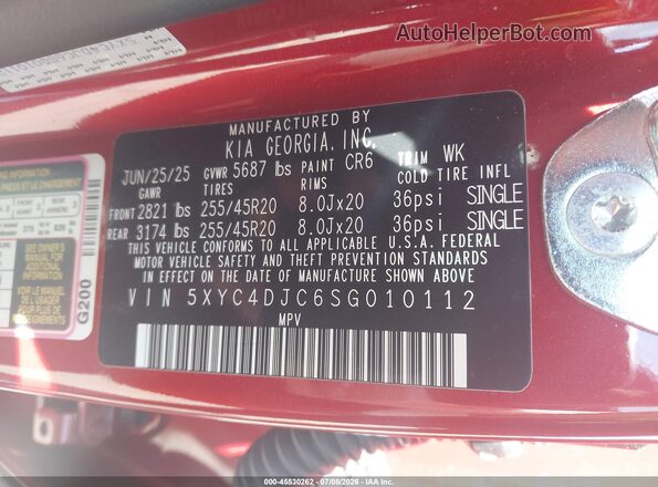 5XYC4DJC6SG010112 2025 KIA EV6 Оранжевый Вид подкапотного пространства