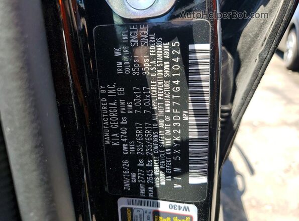 5XYK23DF7TG410425 2026 KIA SPORTAGE Black Вид наклейки з VIN-кодом